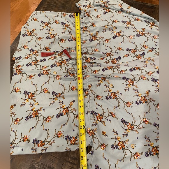 Stunning Floral Kimono Blue Drawstring Waist DR2 Size M/L Medium Large cinch - Picture 7 of 10